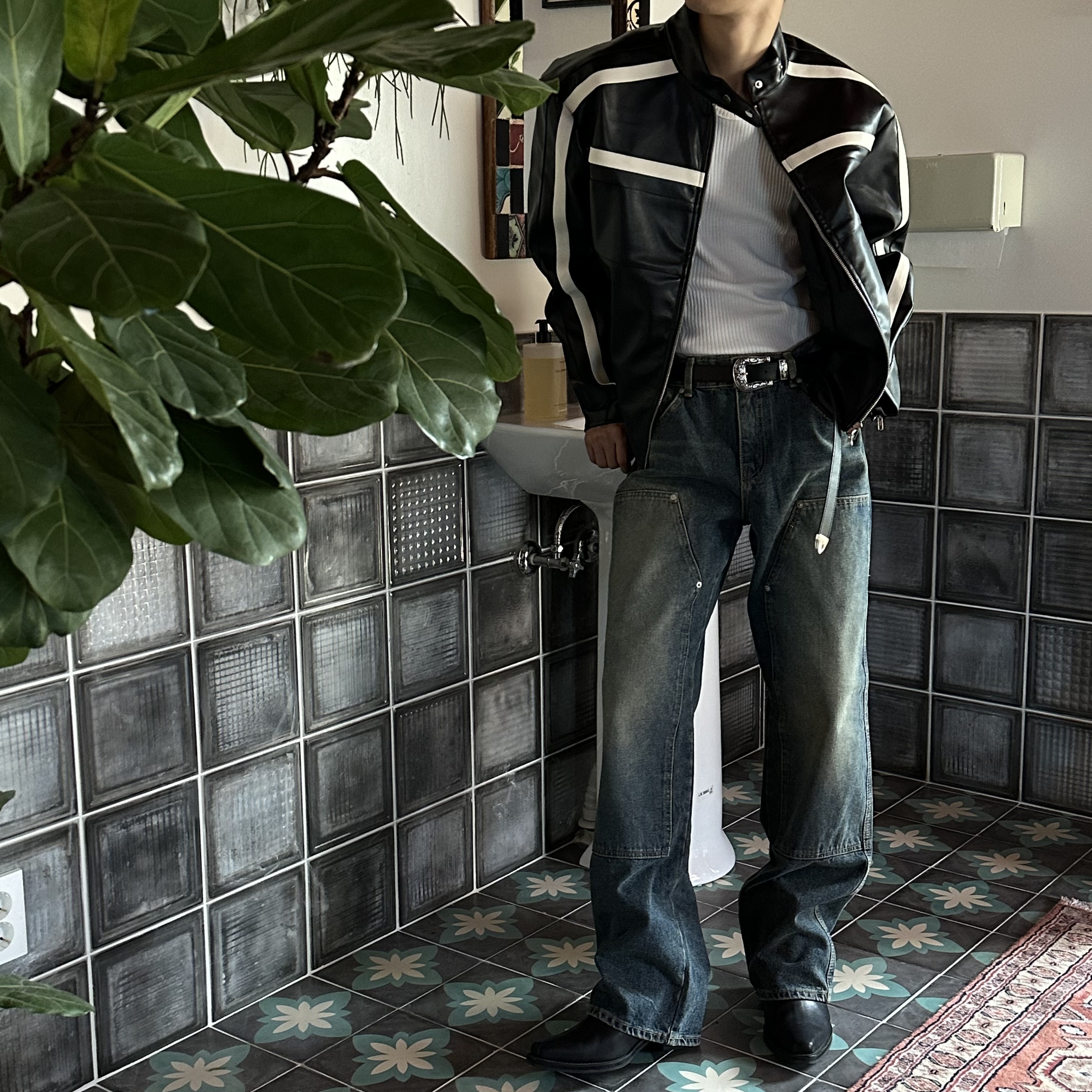 [단독주문 시, 당일출고][BEST] Biker crop leather jacket(3color)