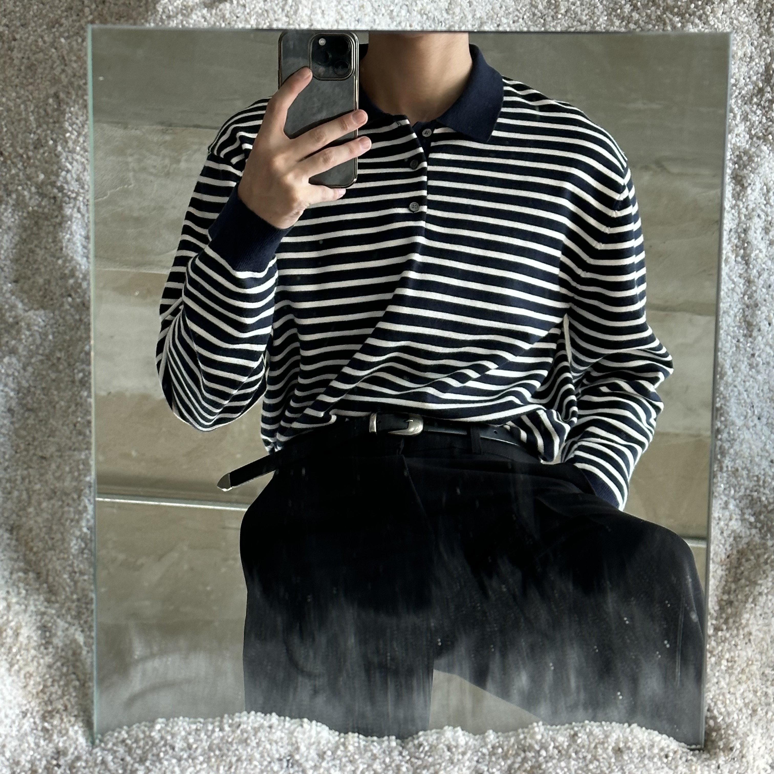[BASIC ITEM] Stripe washable kara knit(2color)