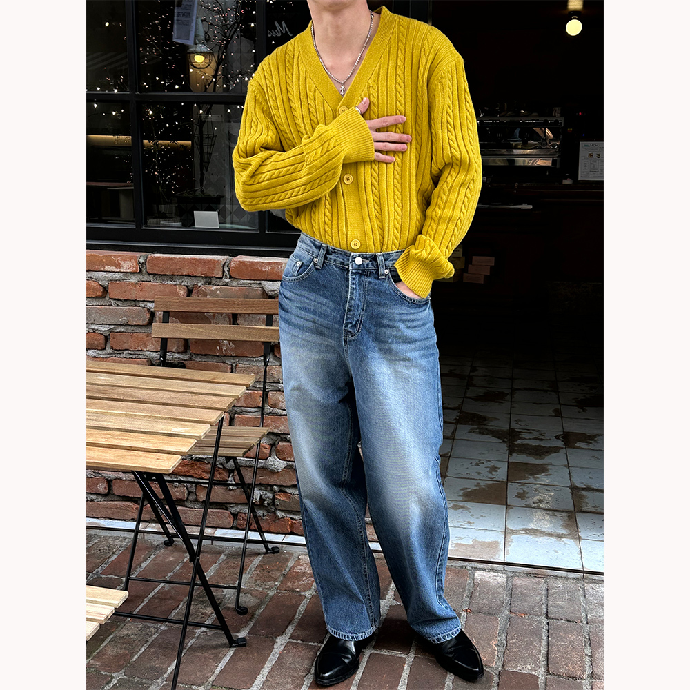 [Unisex] Cable v neck cardigan(4color)