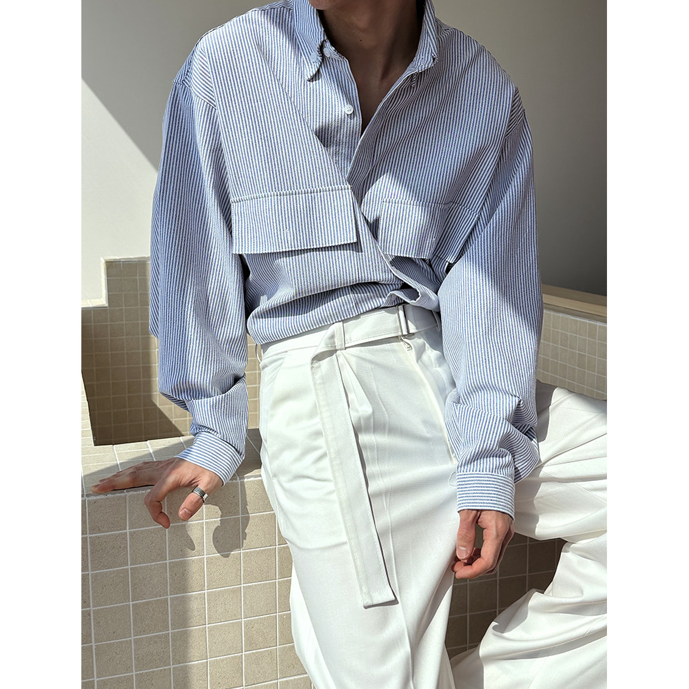 [S/S] Santorini stripe pocket shirts(2color)
