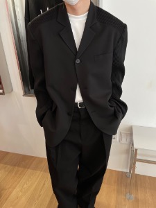 [Unisex] Pleats daddy fit 3button jacket(2color)