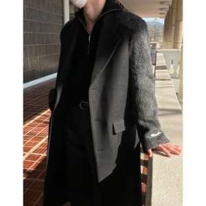 [BEST] Mohair sleeve single long coat(2color)