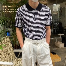 [Unisex] Basic stripe half kara t-shirts(5color)