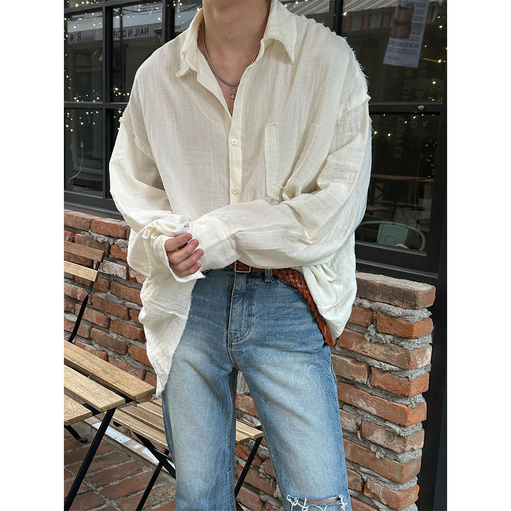[S/S] Cutting linen long shirts(2color)
