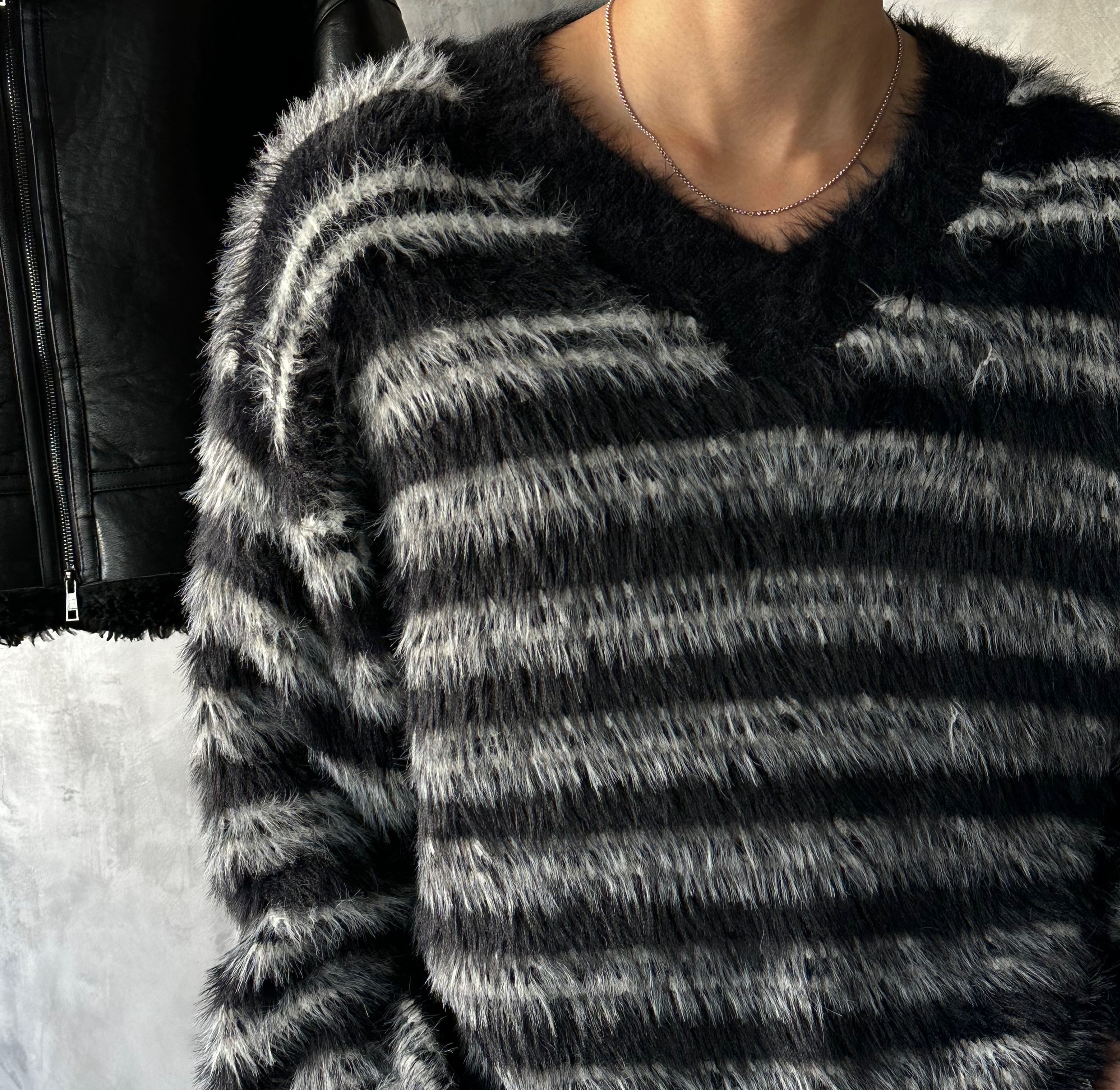 [F/W] Angora stripe v neck knit(3color)