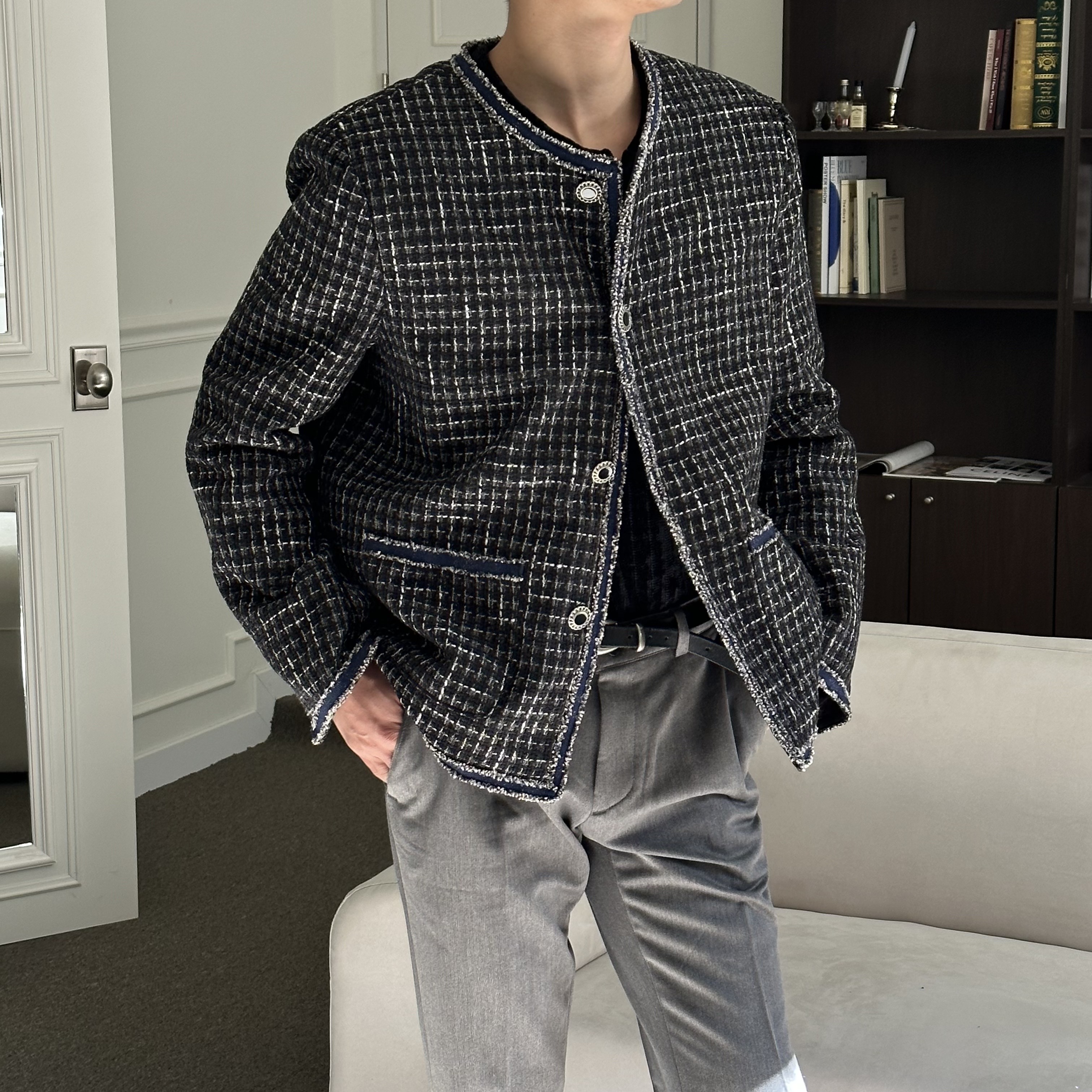 [F/W] Premium shine tweed jacket(2color)
