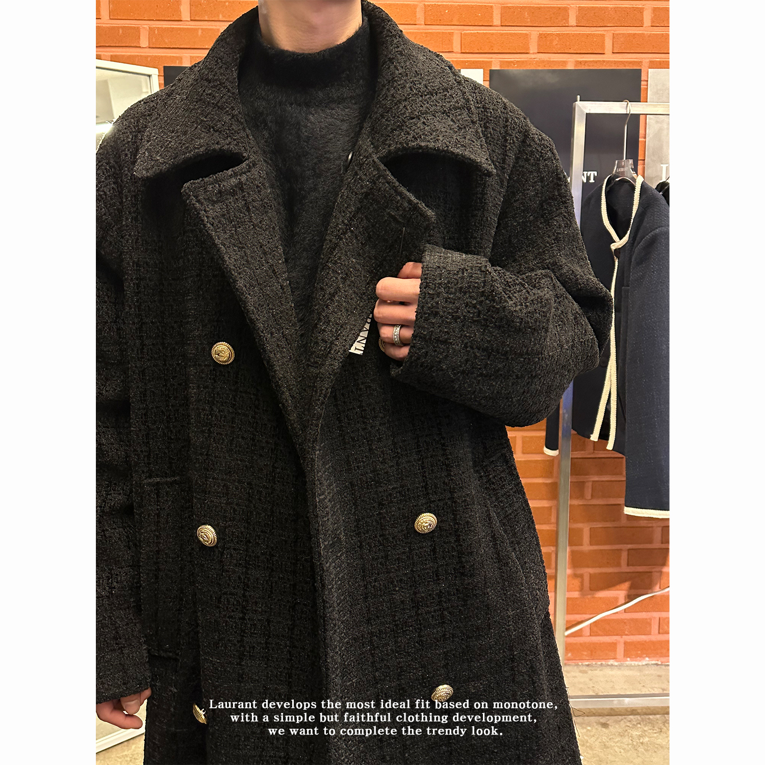 [블랙 당일출고][F/W] Tweed double long coat(2color)