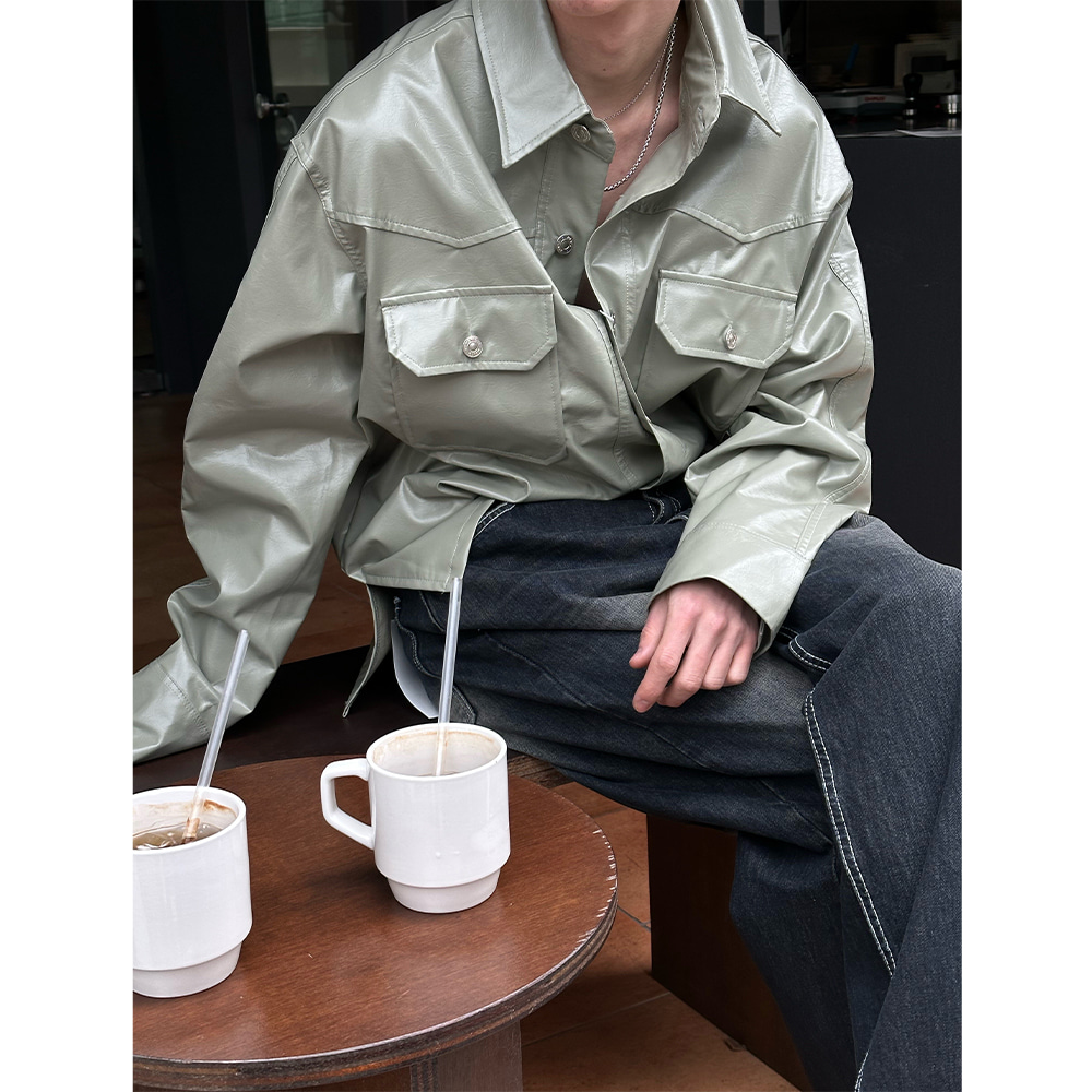 [Unisex] Leather shirts jacket(2color)
