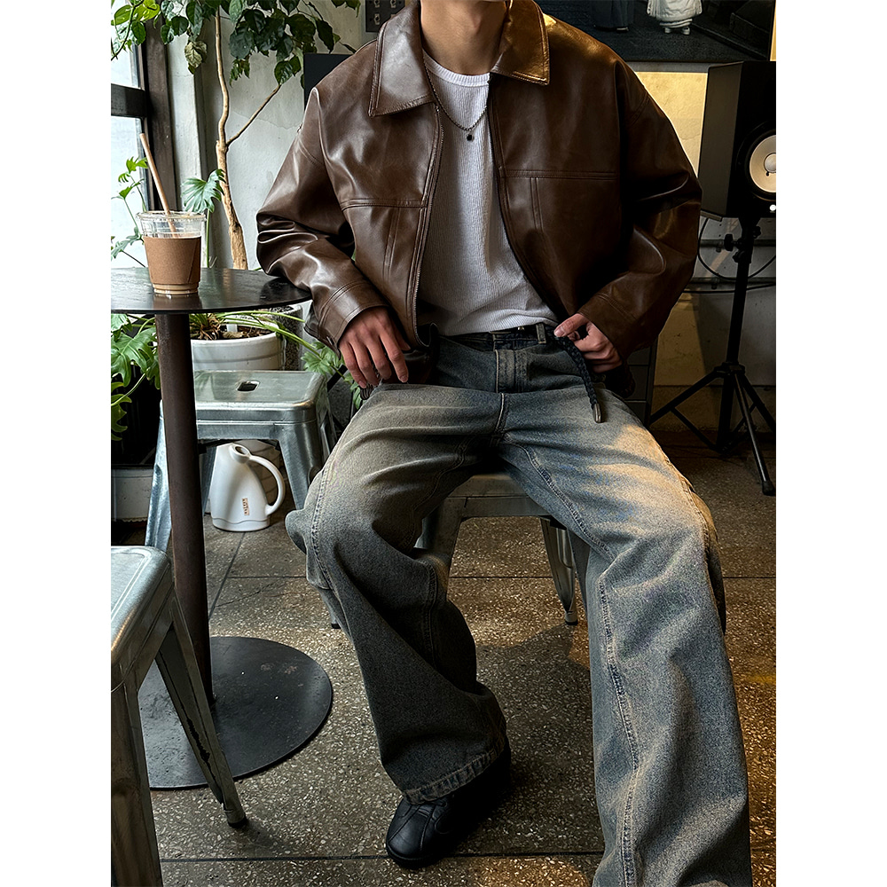 [Unisex] Vergil kara leather blouson(3color)