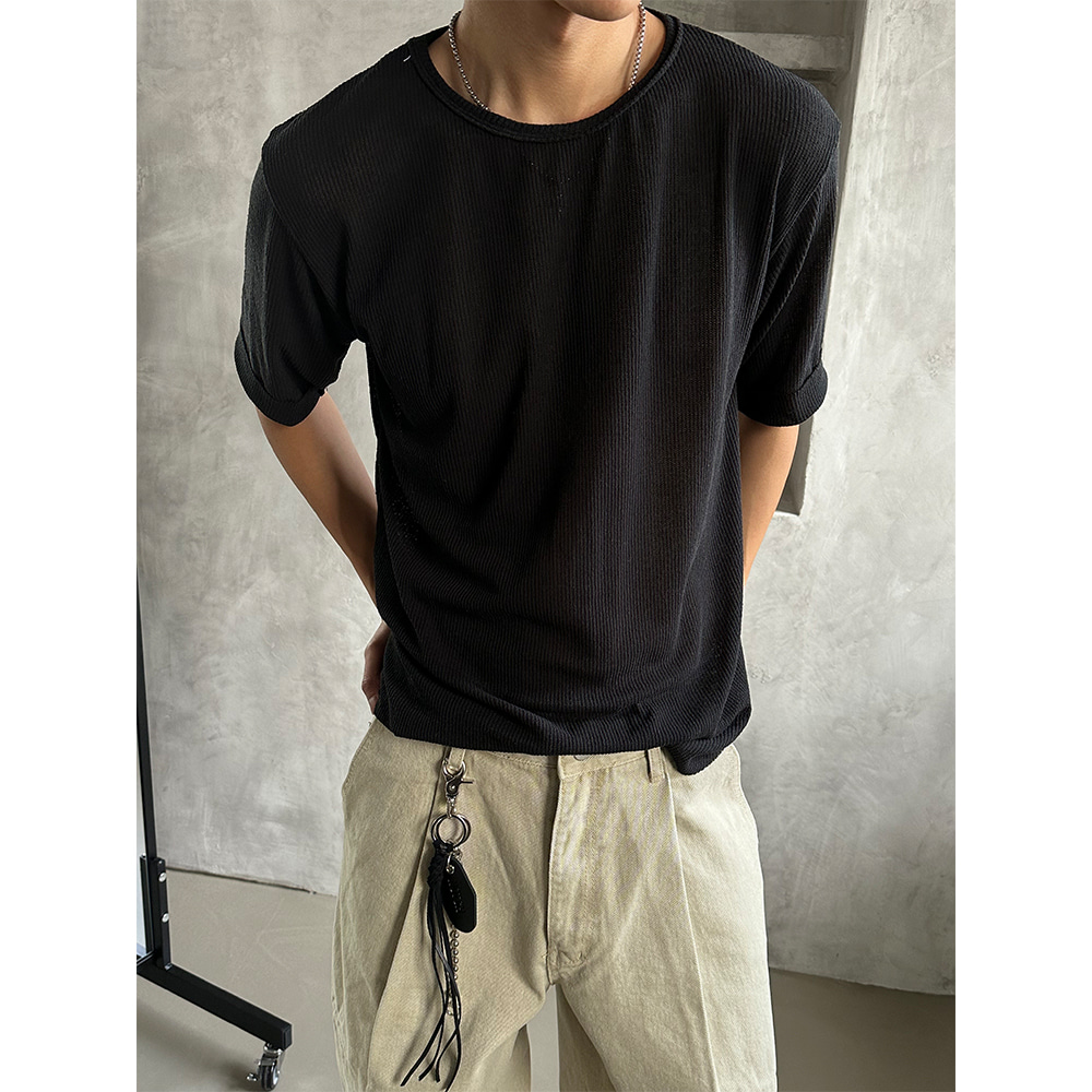 [S/S] Cutting see through half t-shirts(3color)