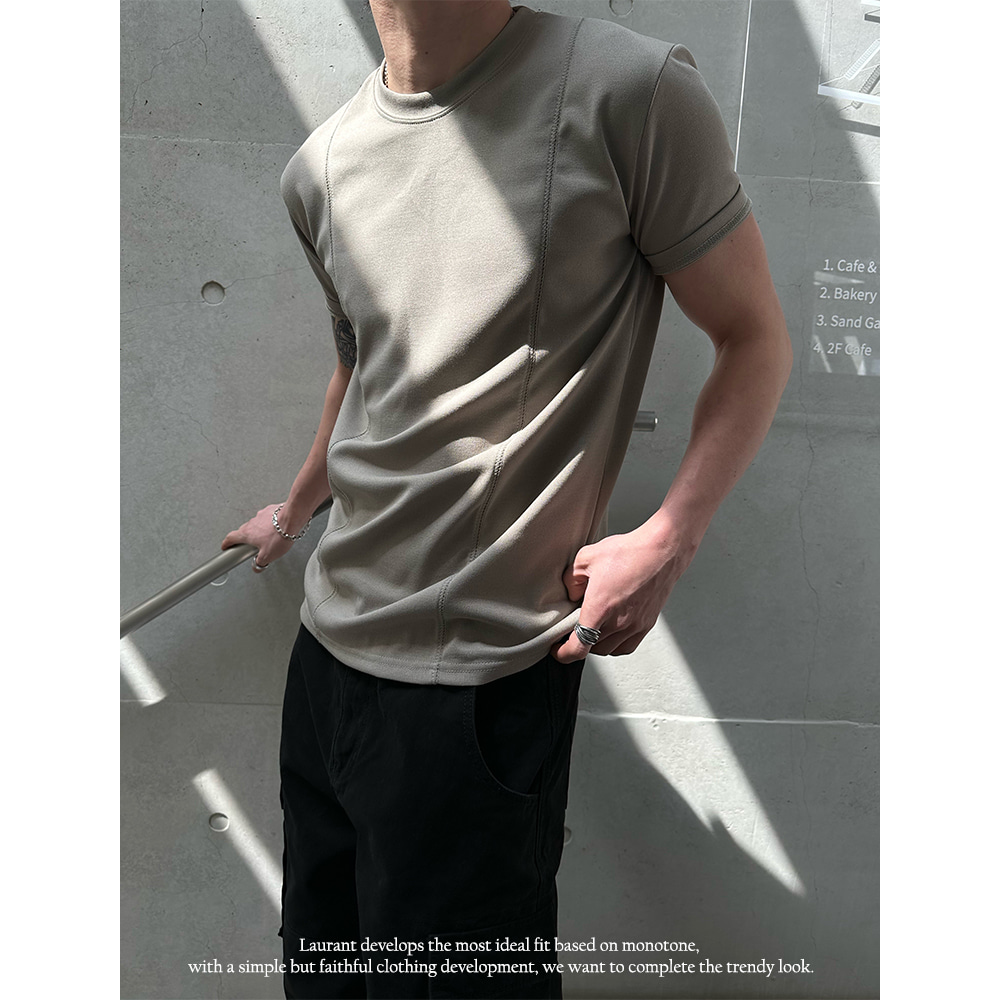 [MUSCLE FIT] Front slit muscle half t-shirts(3color)