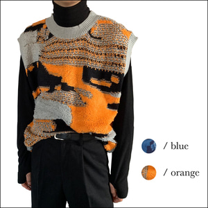 [Unisex] Vintage overfit knit vest(2color)