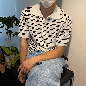 [Unisex] Stripe half knit t-shirts(3color)