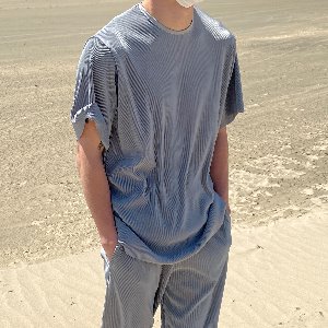 [Unisex] Metal pleats half t-shirts(3color)