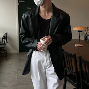 [Unisex] Bulky leather blazer(3color)