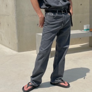 [Unisex] Basic denim semi wide pants(3color)