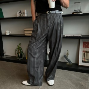 [Unisex] Stripe wide slacks(2color)