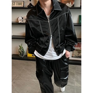 [프리오더 회원-5%sale] Stitch 2way leather jacket(2color)