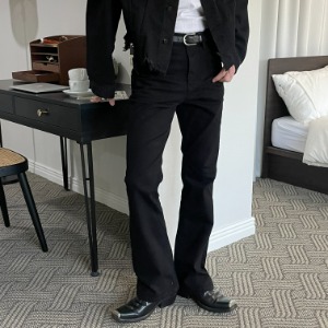 [Unisex] Black semi wide boots cut pants