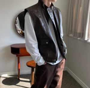 [Unisex] Celin leather vest(2color)