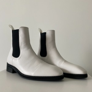 [Handmade] White cow leather chelsea boots(250-280)
