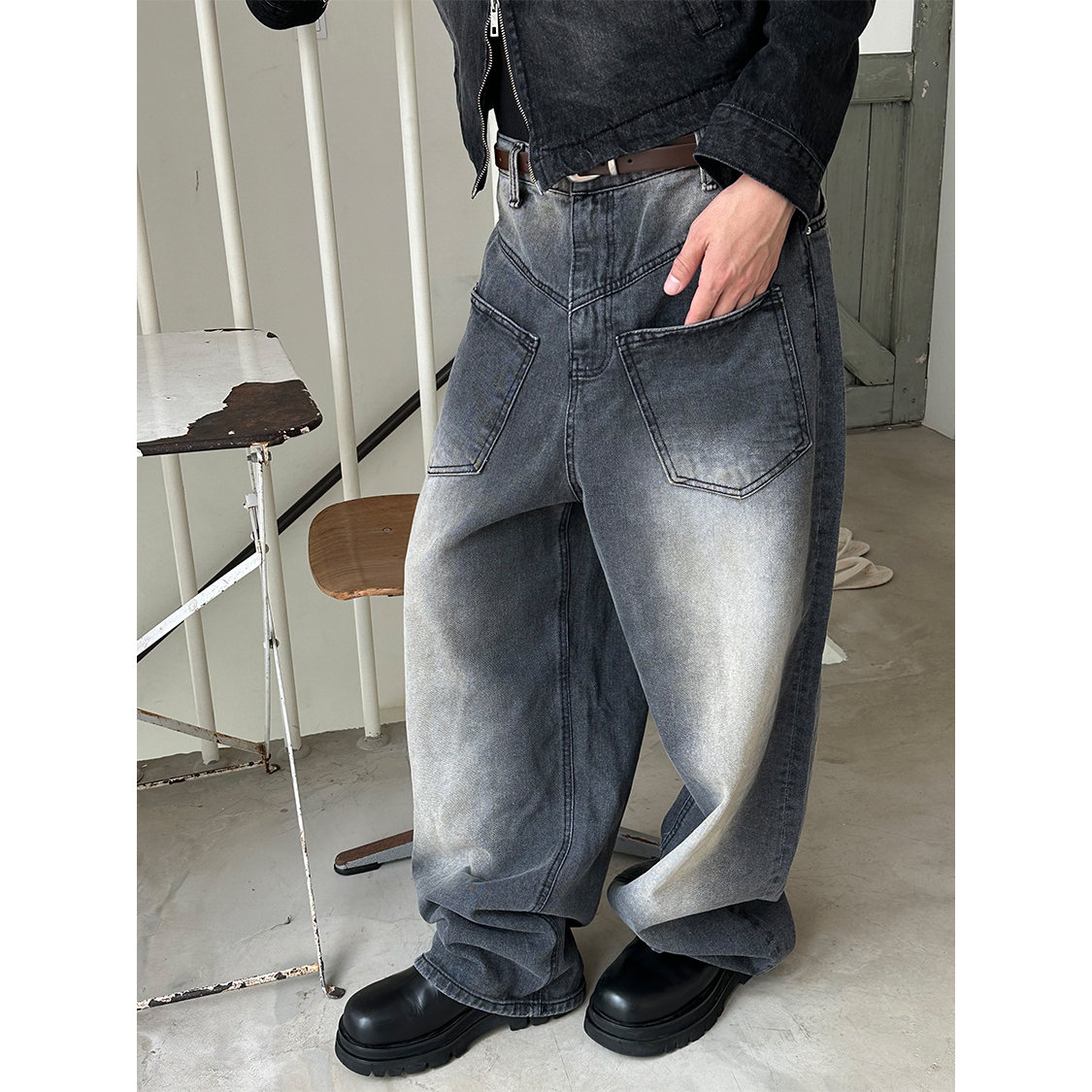 [F/W] Reverse pocket denim pants(2color)