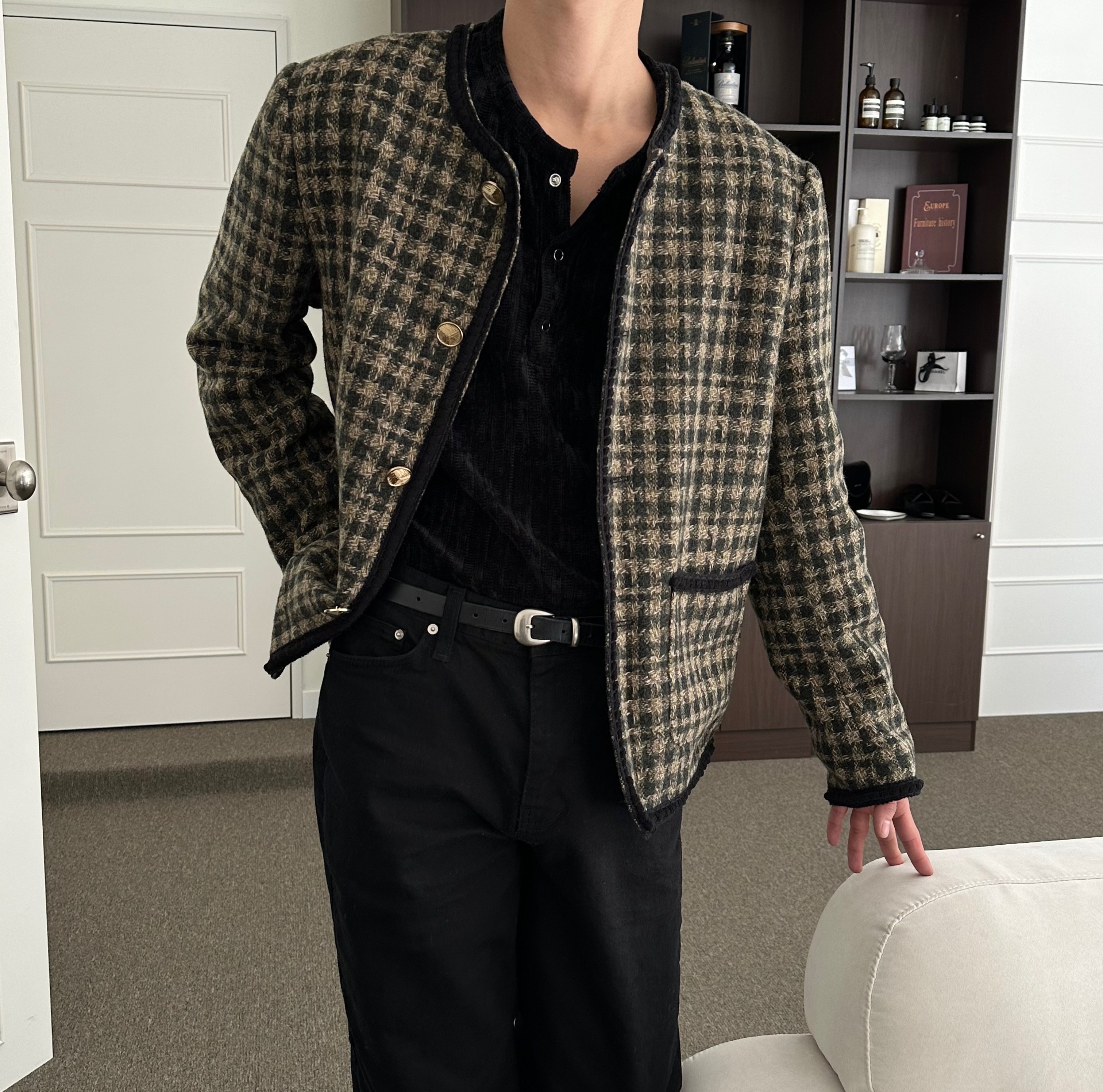 [Unisex] Warm check tweed jacket(2color)