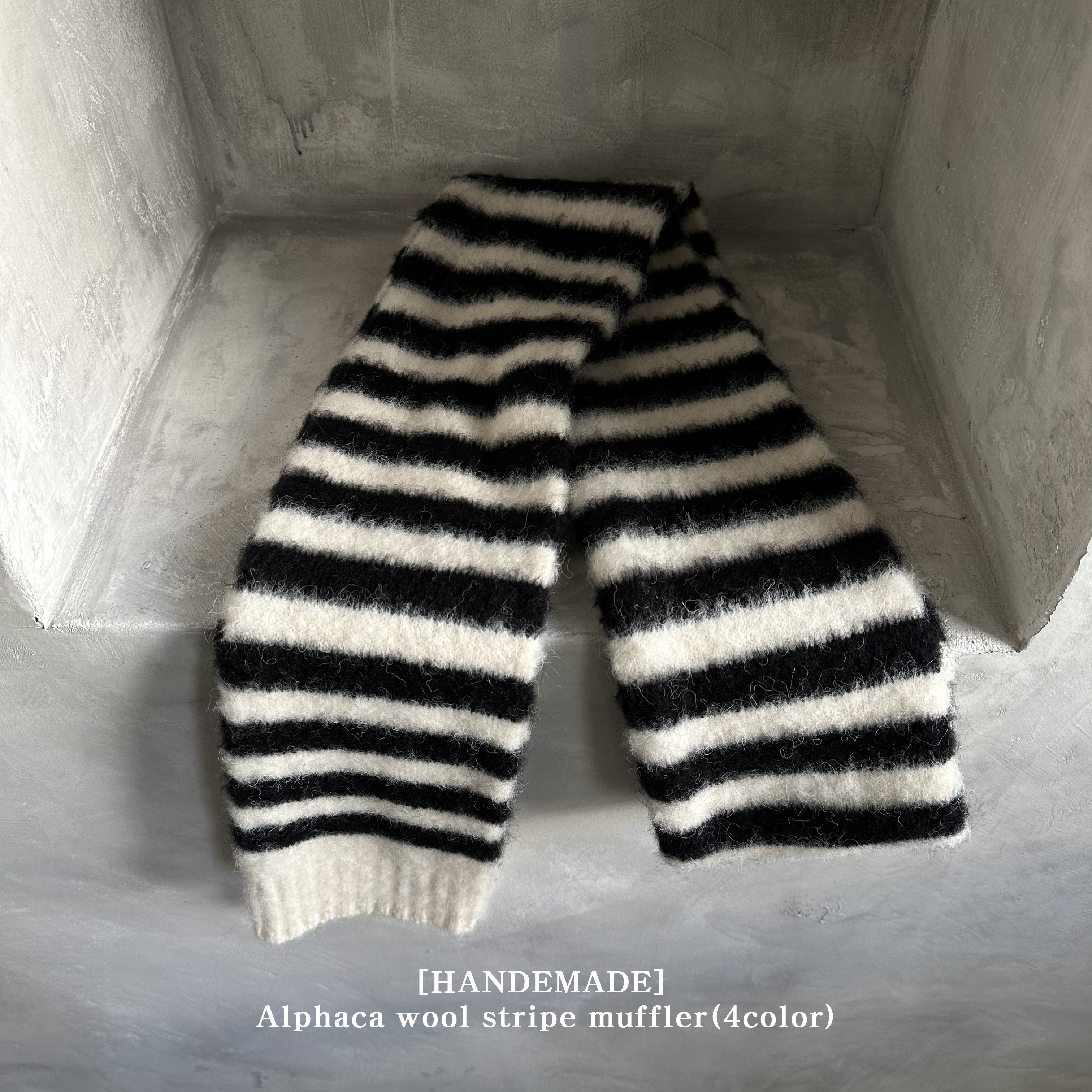 [HANDMADE] Alphaca wool stripe muffler(4color)