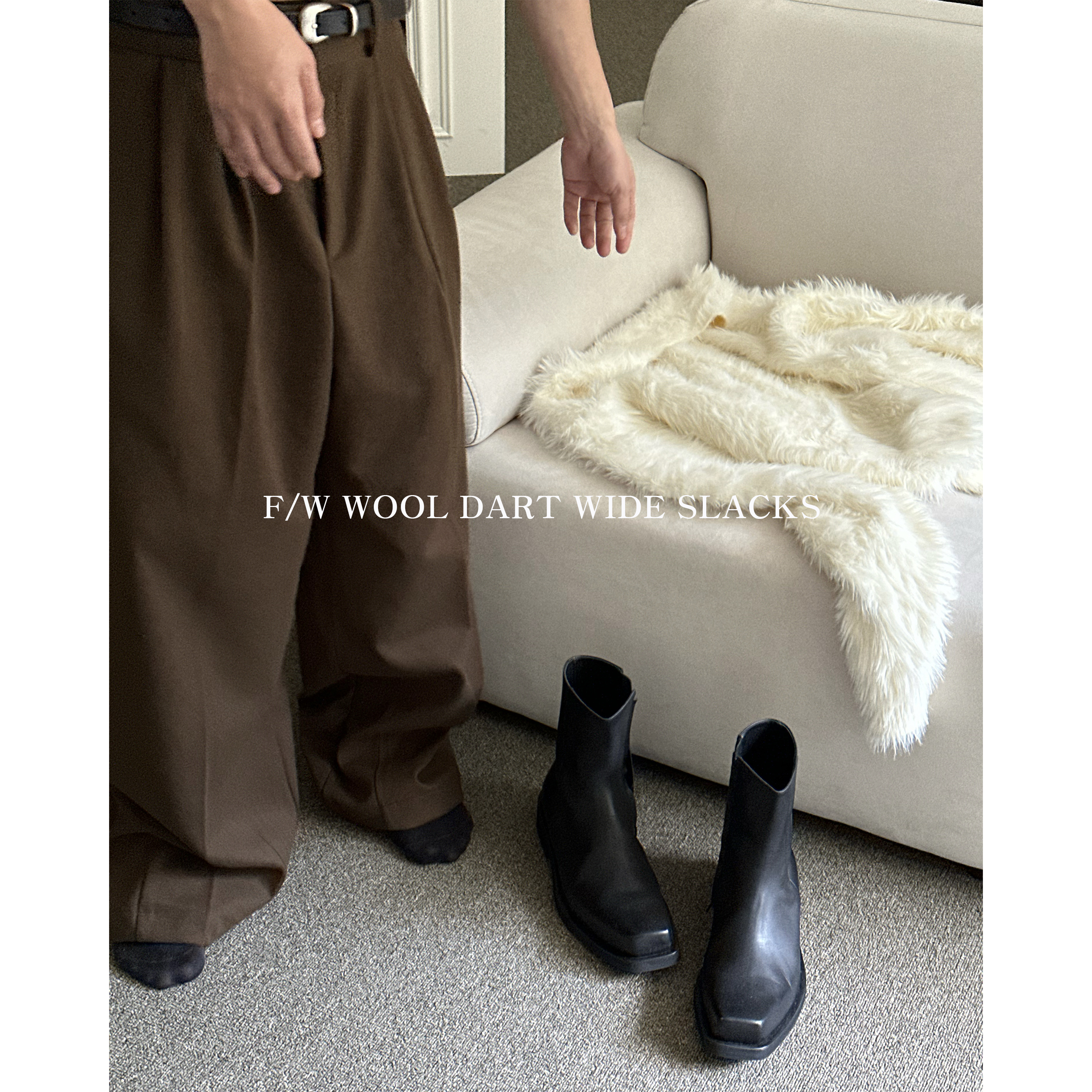 [F/W] Dart wool wide slacks(3color)