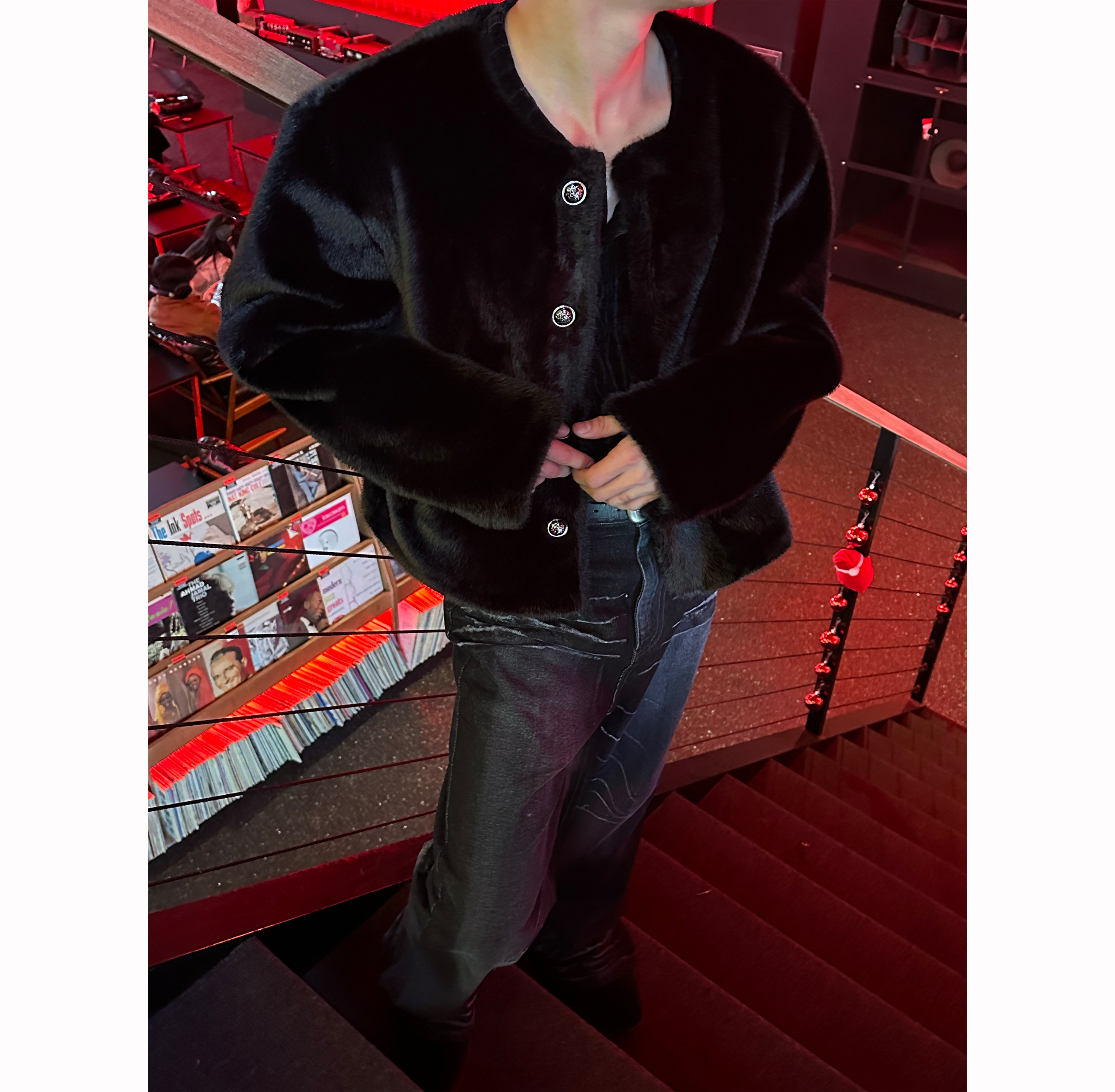 [한정수량][PREMIUM] Tweed reversible mink jacket