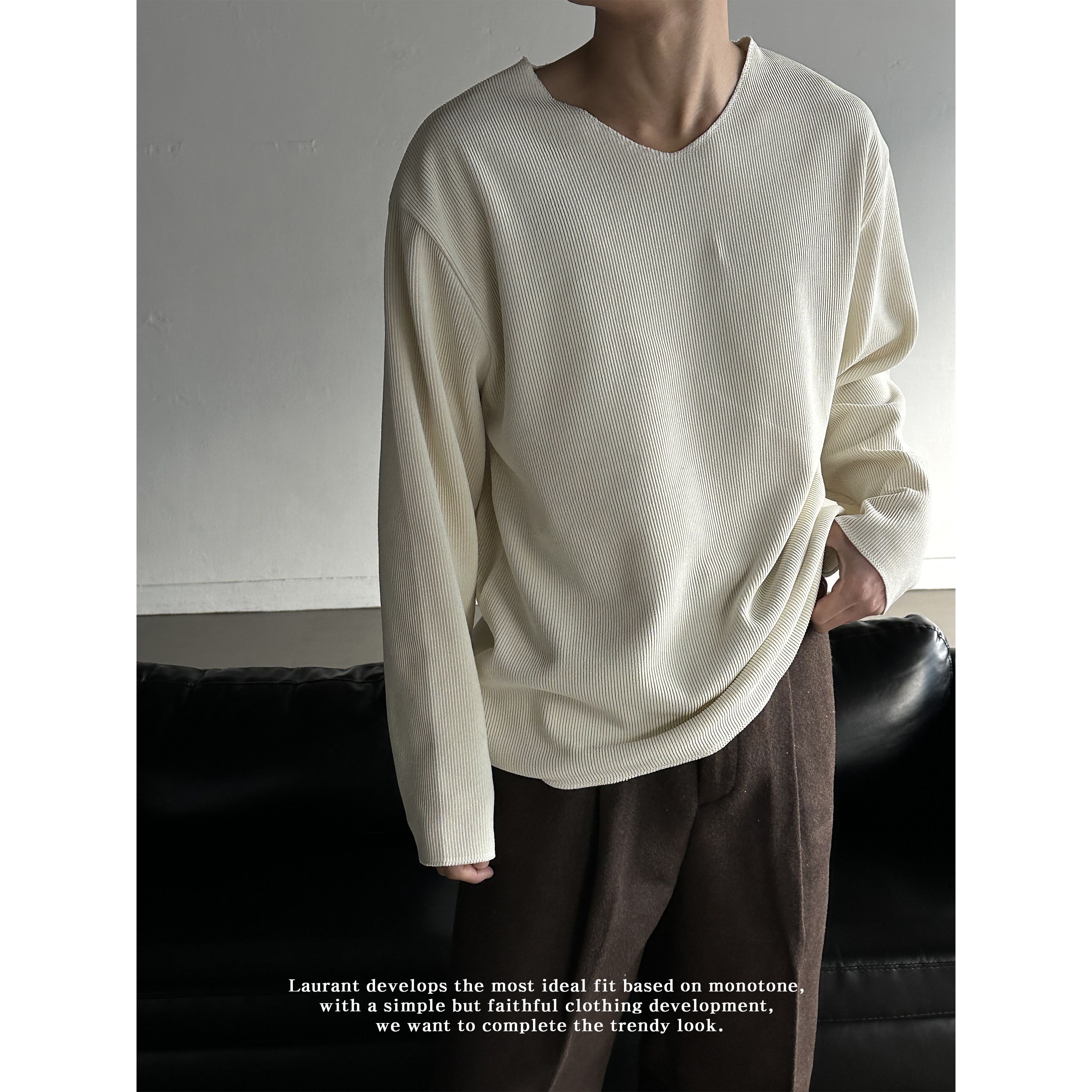 [Unisex] Soft v neck cutting knit(4color)