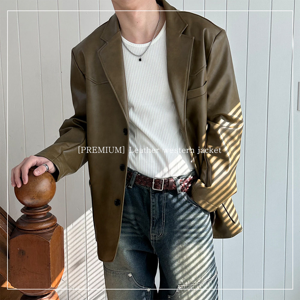 [PREMIUM] Leather western jacket(2color)