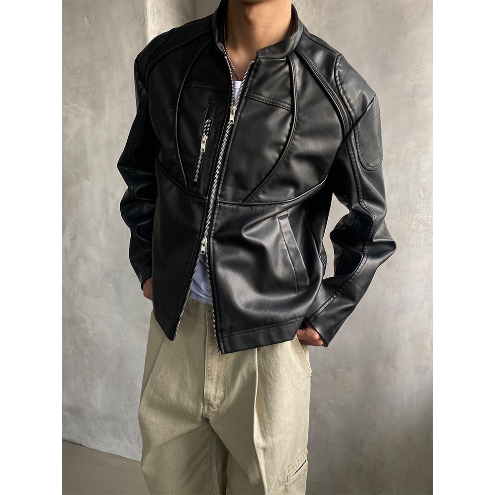 [PREMIUM] Biker patch leather jacket