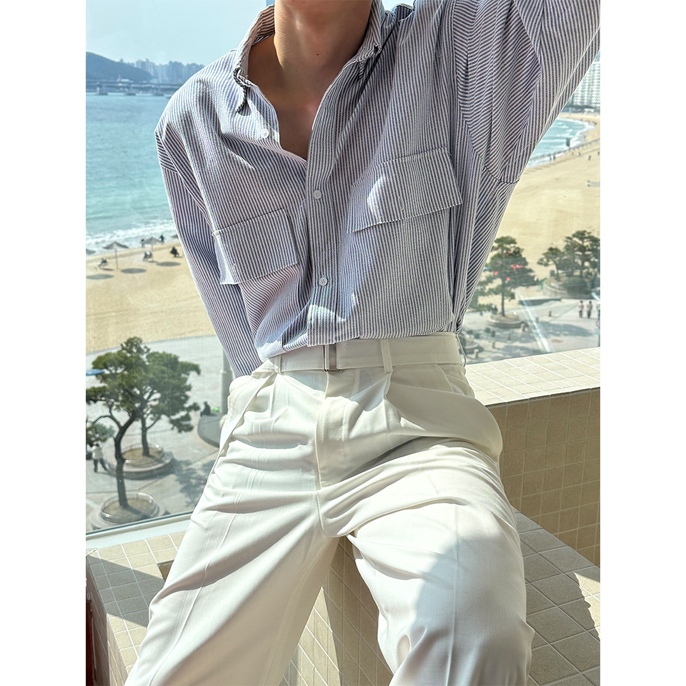 [S/S] Santorini stripe pocket shirts(2color)