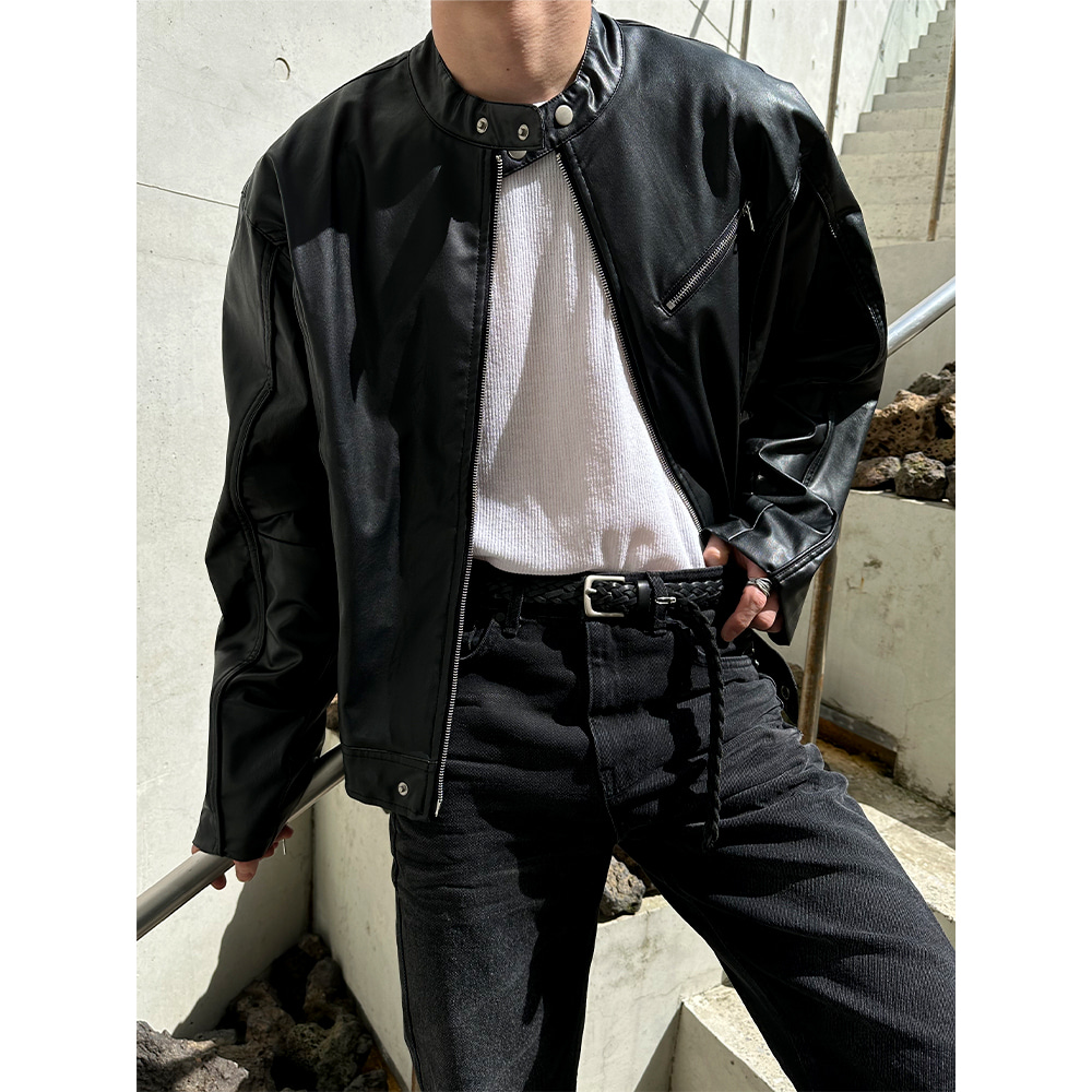 [Unisex] Buffing china leather jacket(2color)