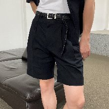 [Unisex] Minimal linen half slacks(2color)