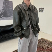 [Unisex] Two pocket leather jumper(2color)