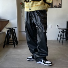 [Unisex] Leather string cargo pants(2color)