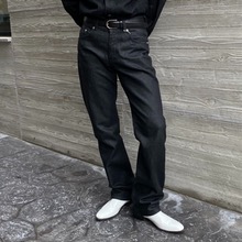 [Unisex] Black coating semi wide pants