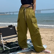 [Unisex] Summer nylon cargo string pants(4color)