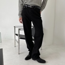 [Unisex] Basic black semi wide pants