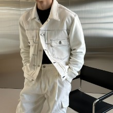 [Unisex] Berkeley knit trucker jacket(White)