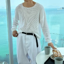 [Unisex] Waffle see through knit(4color)