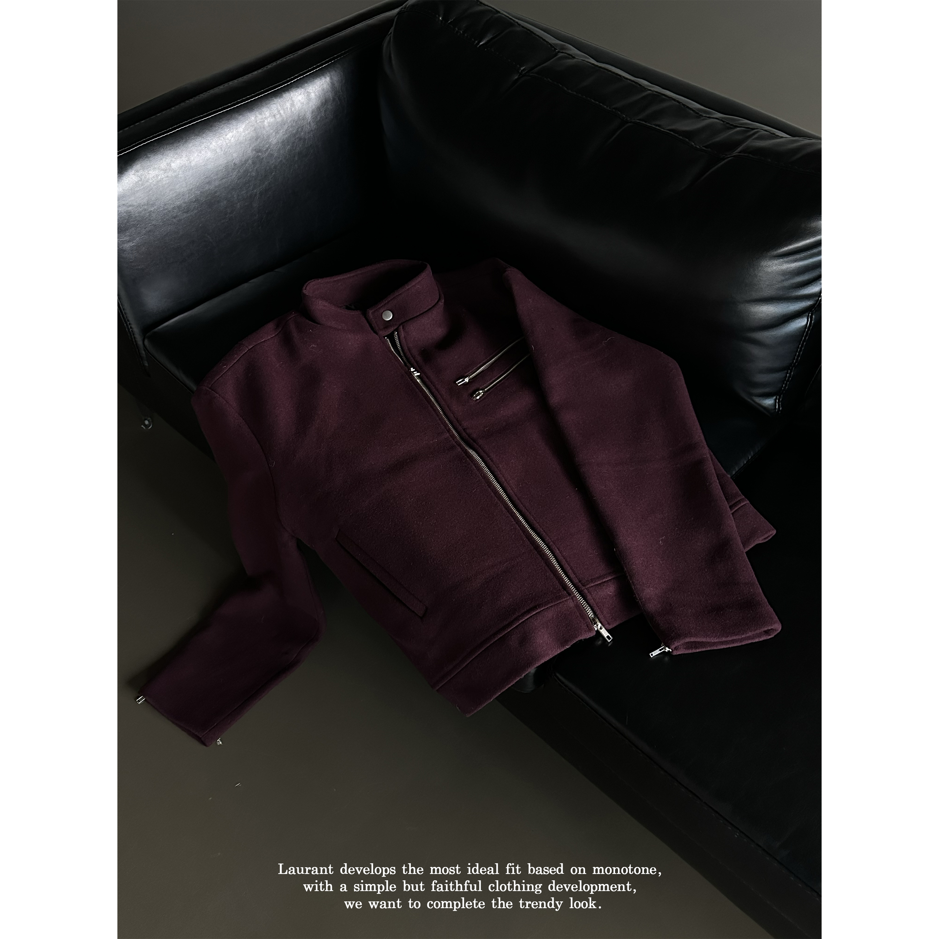 [F/W] Zipper wool biker jacket(2color)