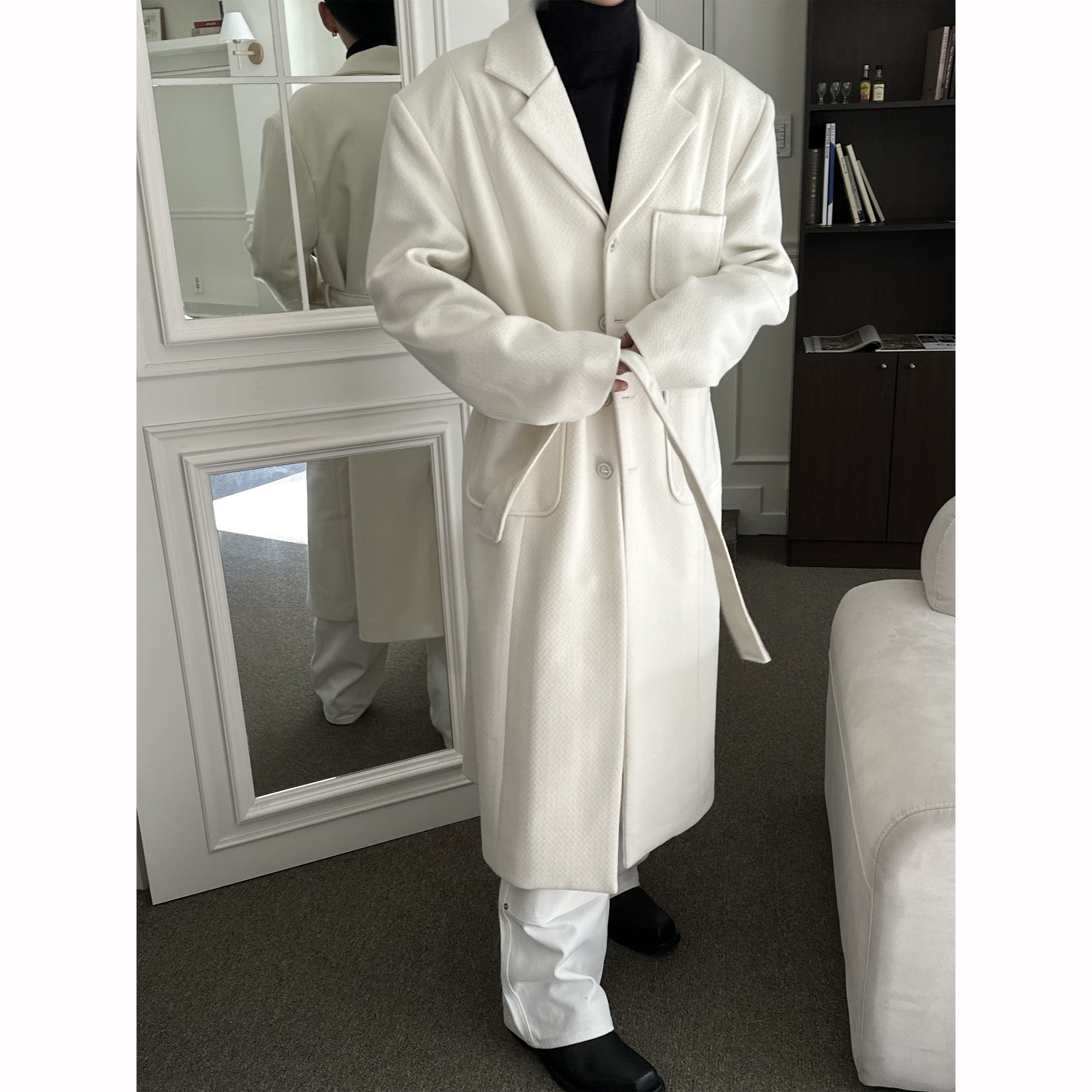 [Unisex] Tweed robe long coat(2color)